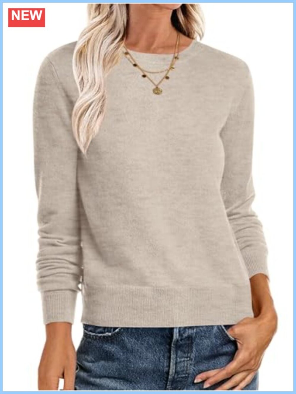Women's Lightweight Long Sleeve Crewneck Pullover Sweater